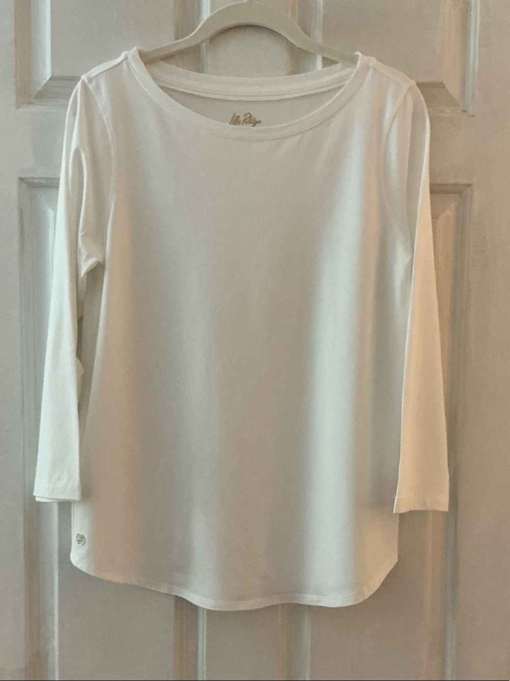 Lilly Pulitzer Resort White KEY WEST 3/4 Sleeve Blended Jersey Top EUC XS